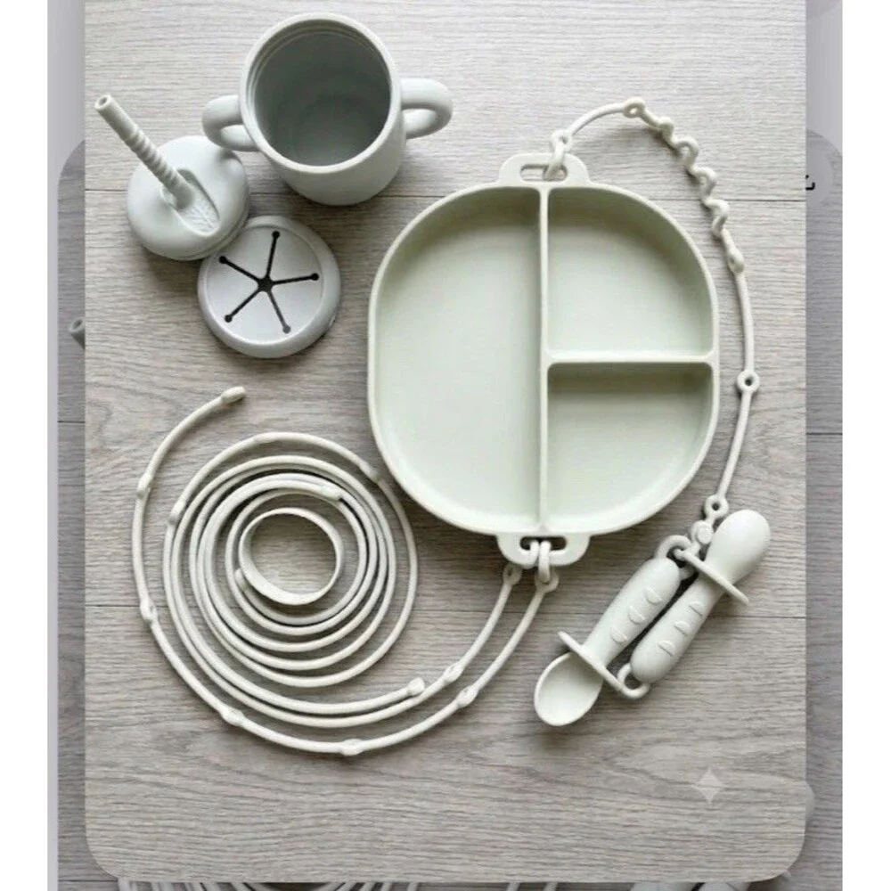 Silicone Baby Feeding Set, Baby Weaning Supplies, Eating Essentials Utensils ...